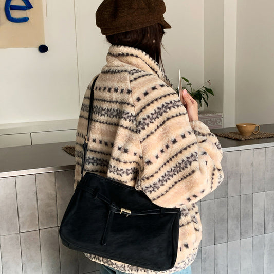 The Ghada - Belt-Buckle Suede Tote Bag