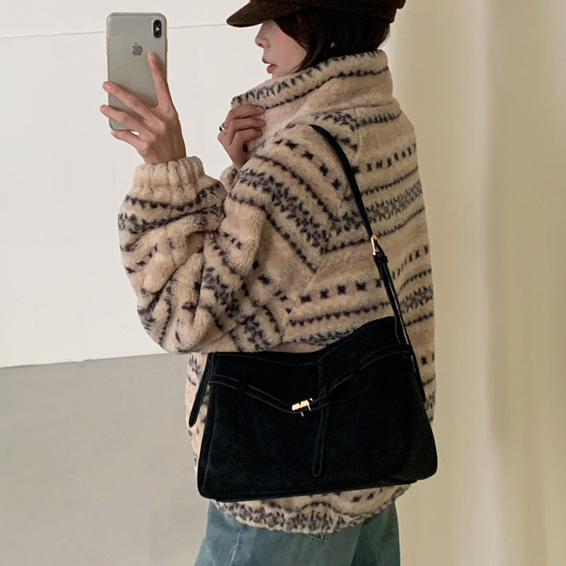 The Ghada - Belt-Buckle Suede Tote Bag