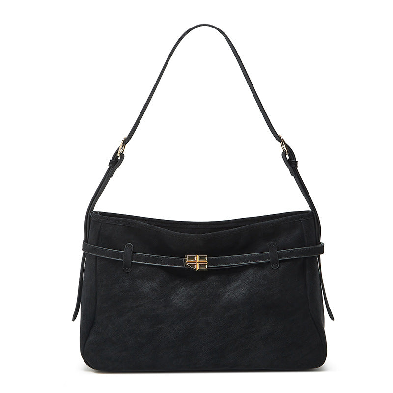 The Ghada - Belt-Buckle Suede Tote Bag