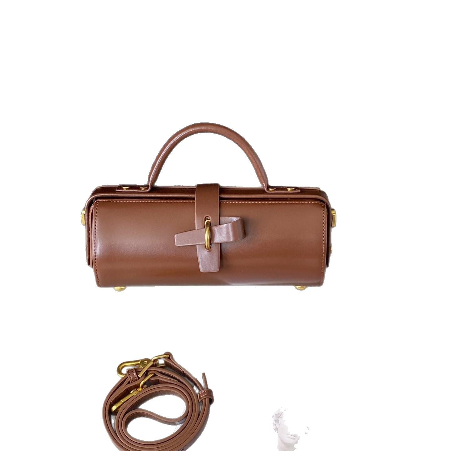The Nora - Cylinder Messenger Bag in Genuine Leather
