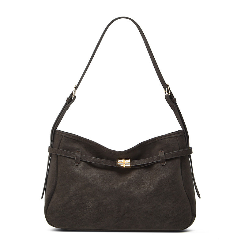 The Ghada - Belt-Buckle Suede Tote Bag