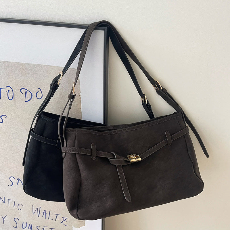 The Ghada - Belt-Buckle Suede Tote Bag