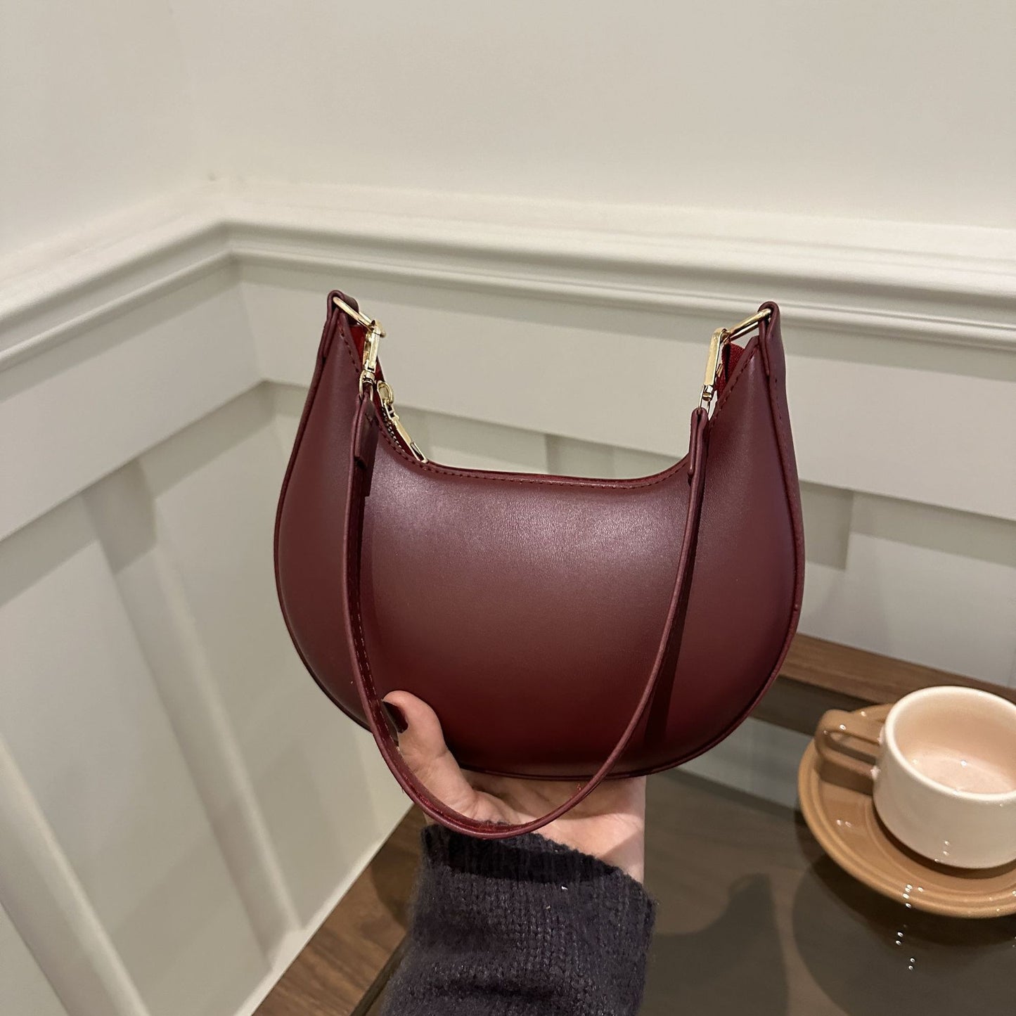 The Noura - Crescent Textured Shoulder Bag