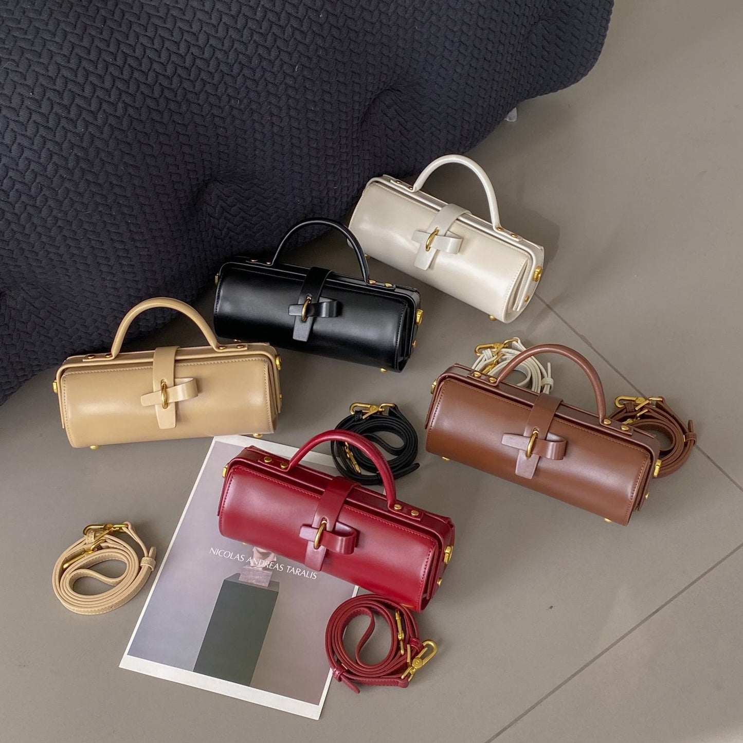 The Nora - Cylinder Messenger Bag in Genuine Leather
