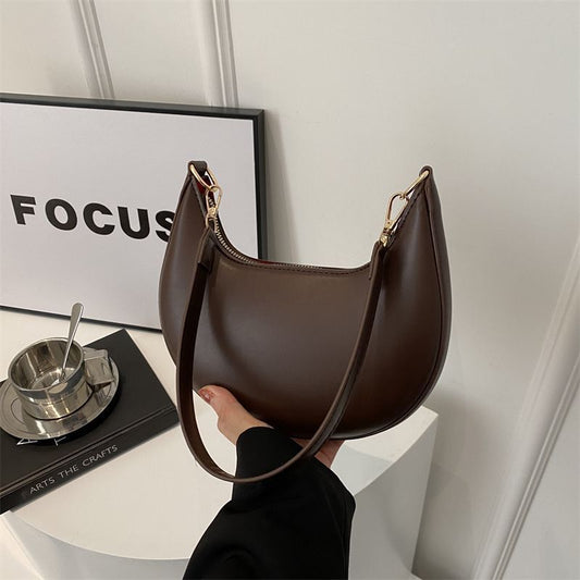 The Noura - Crescent Textured Shoulder Bag